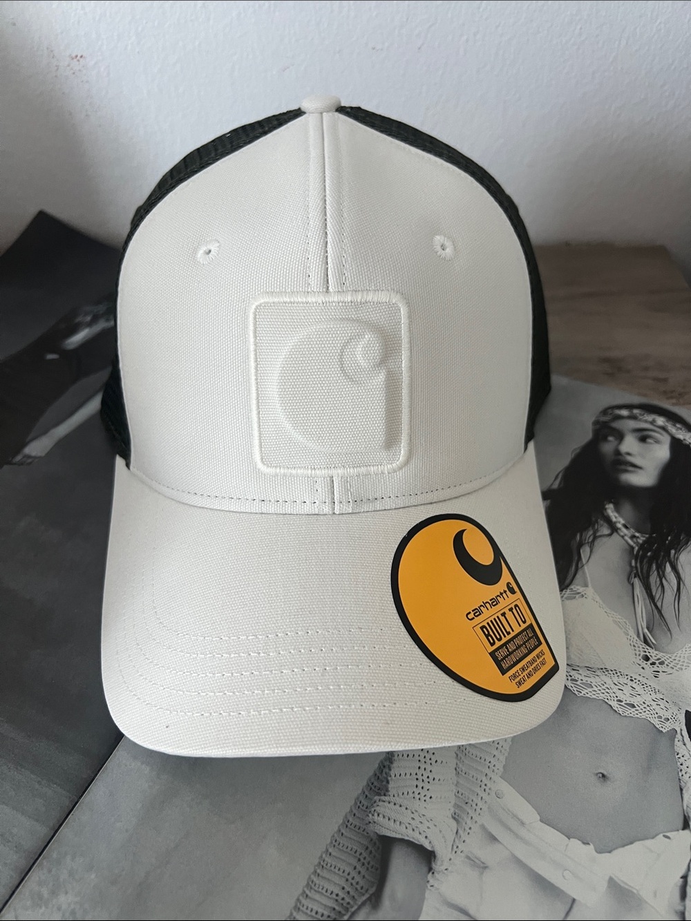 Carhartt Two-Tone Trucker Hat — Cream & Black